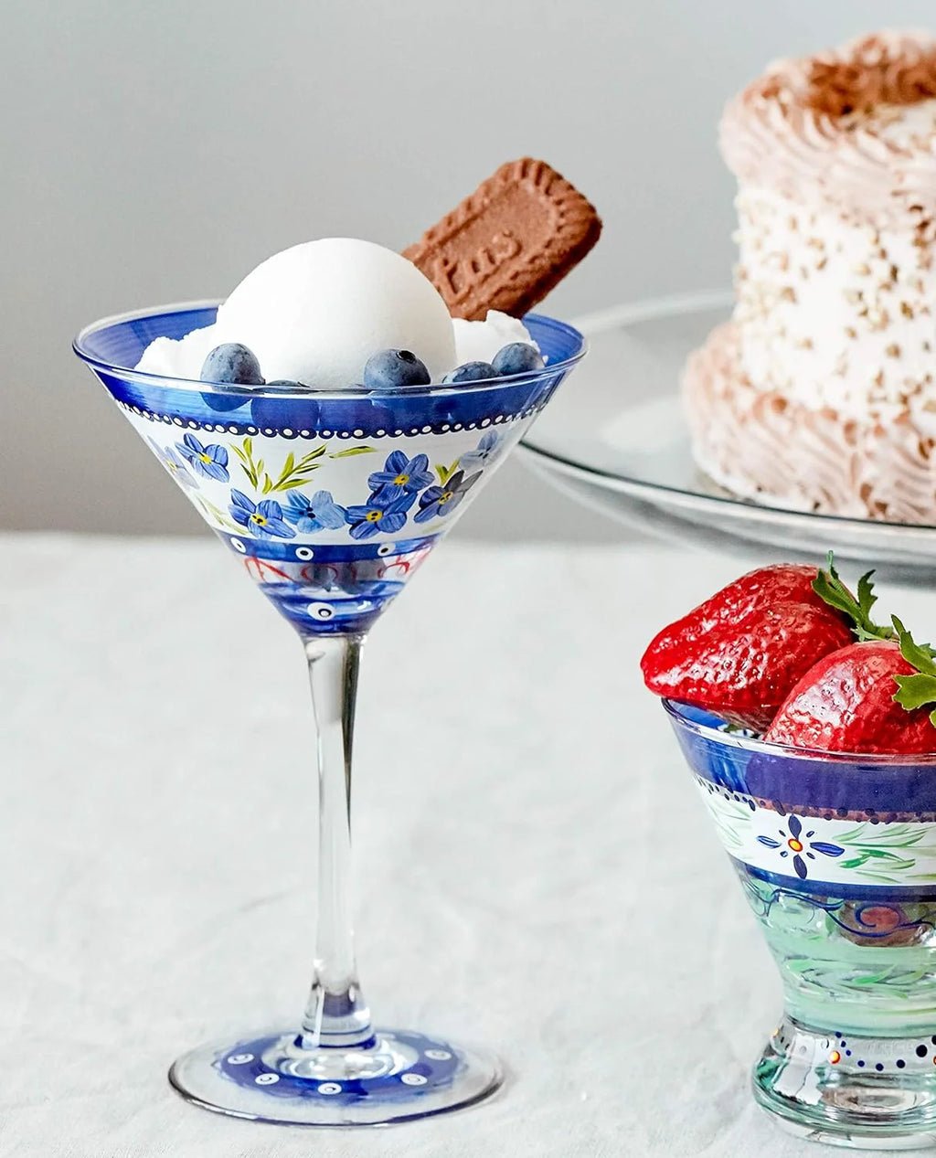 Hand Painted Martini Glasses Set Of 2 W129