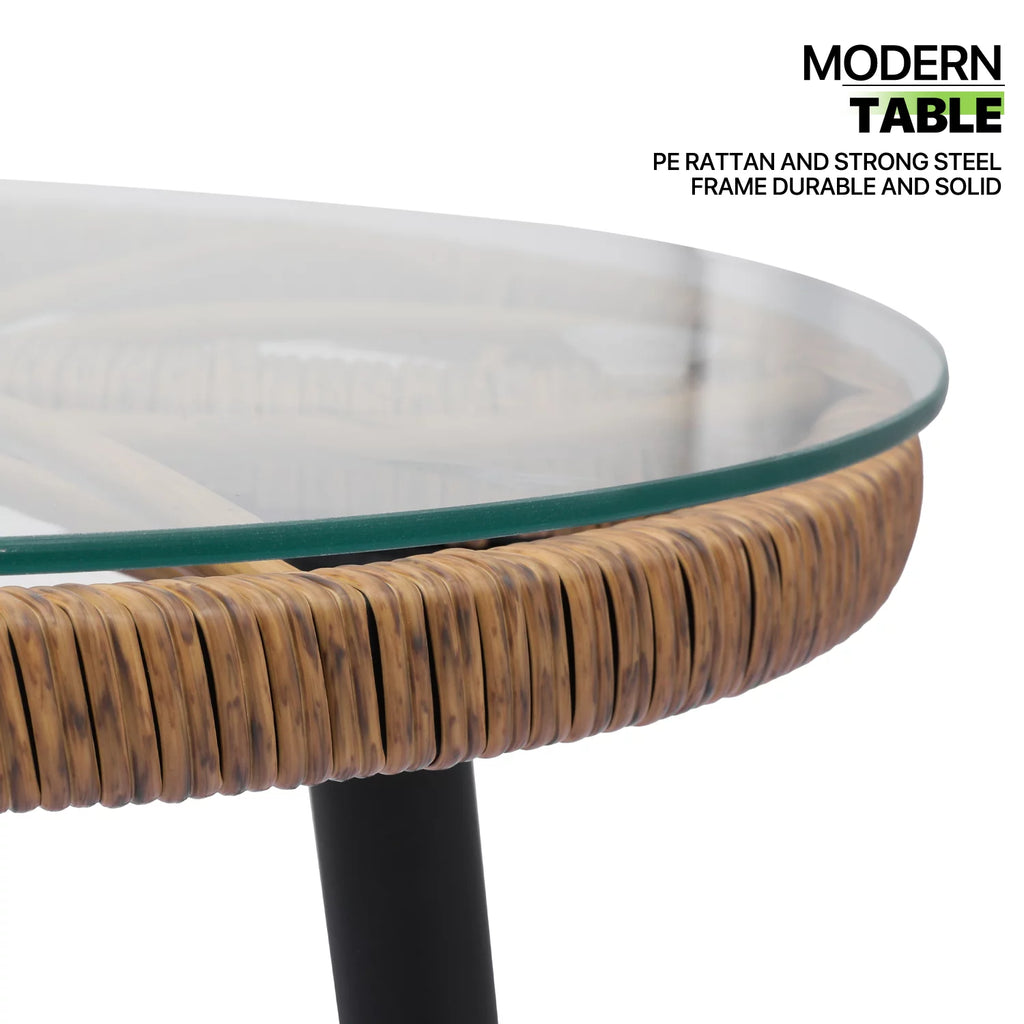 3 Pieces Rattan Wicker Patio Table & Chairs Set with Cushion J60523