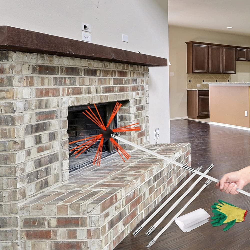 46 Feet Chimney Sweep Kit with 8 Flexible Chimney Rods E37560