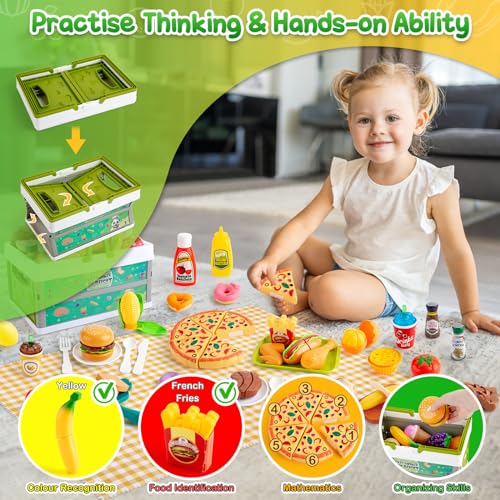 78 Pc Pretend Play Food with Storage Basket R89703