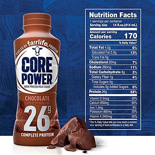 Chocolate High Protein Milk Shake, 14 fl oz, 42 gm, Pack of 6 Bottles B703