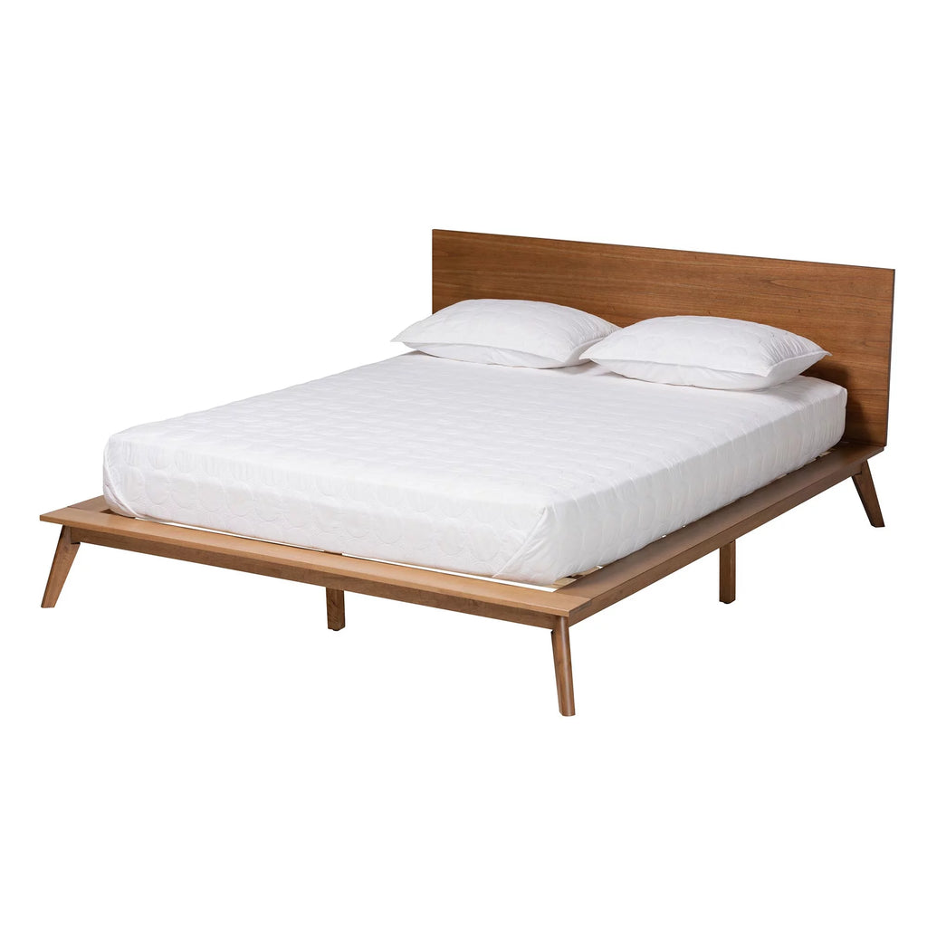 King Size Walnut Brown Wood Platform Bed Z33940