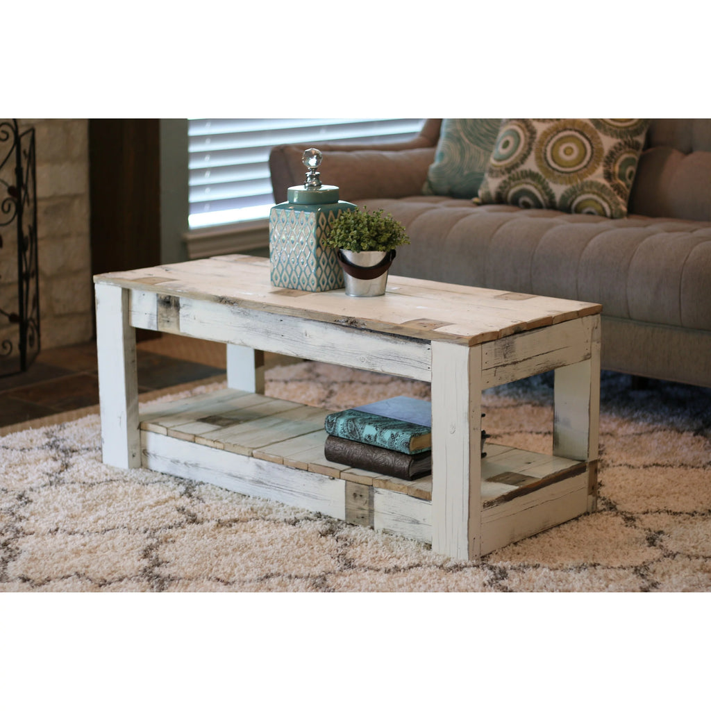 Unfinished Wood Coffee Table with Shelf E443779