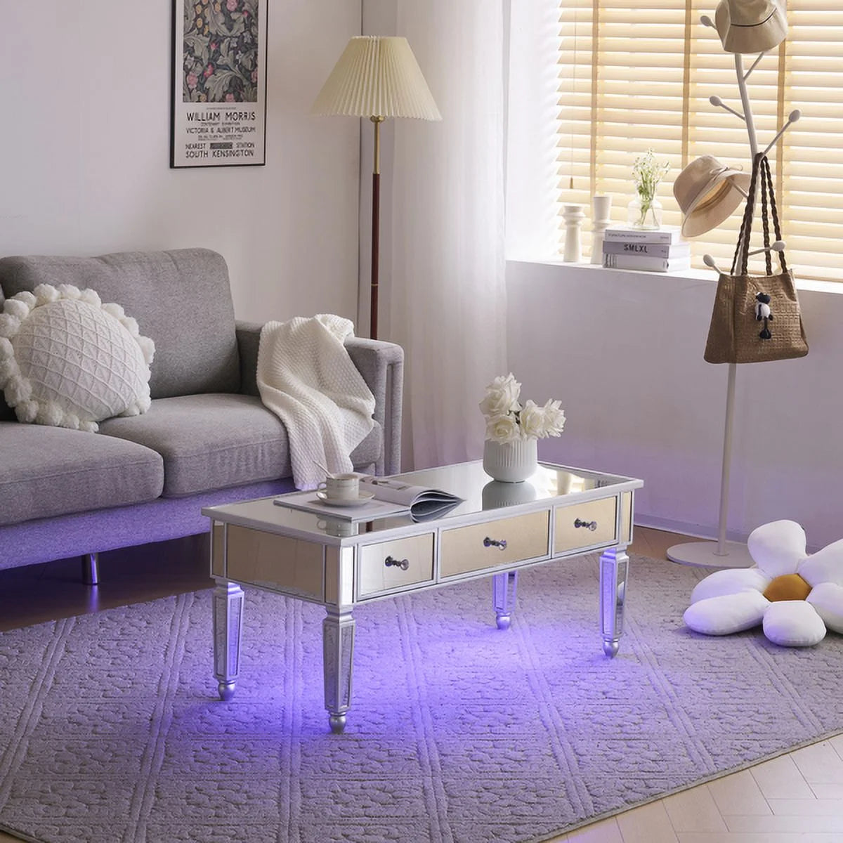 Mirrored Coffee Table with 3 Drawers D7433