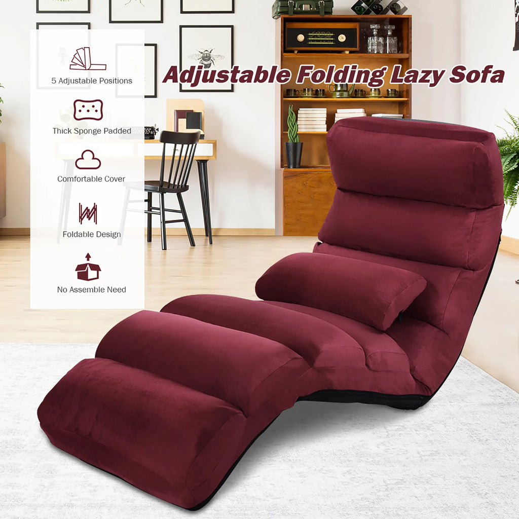 Folding Sofa Chair with Pillow Burgundy Z401534
