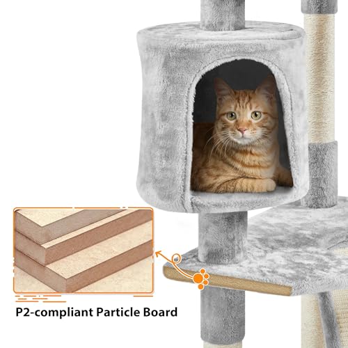 Dark Gray and White Multi-Level Cat Tree with Scratching Posts G73999
