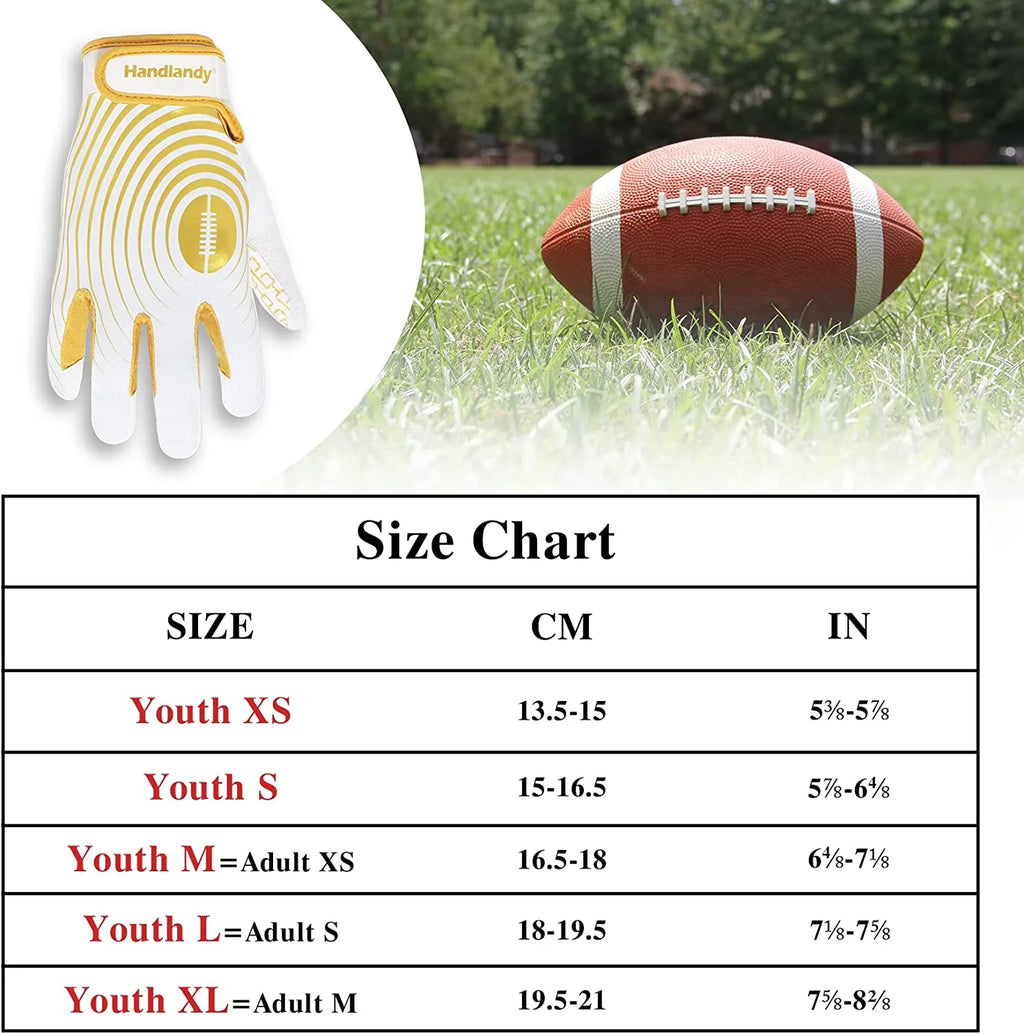 White and Gold Youth Football Gloves C2387