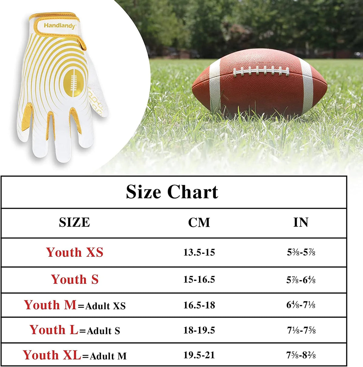 White and Gold Youth Football Gloves C2387