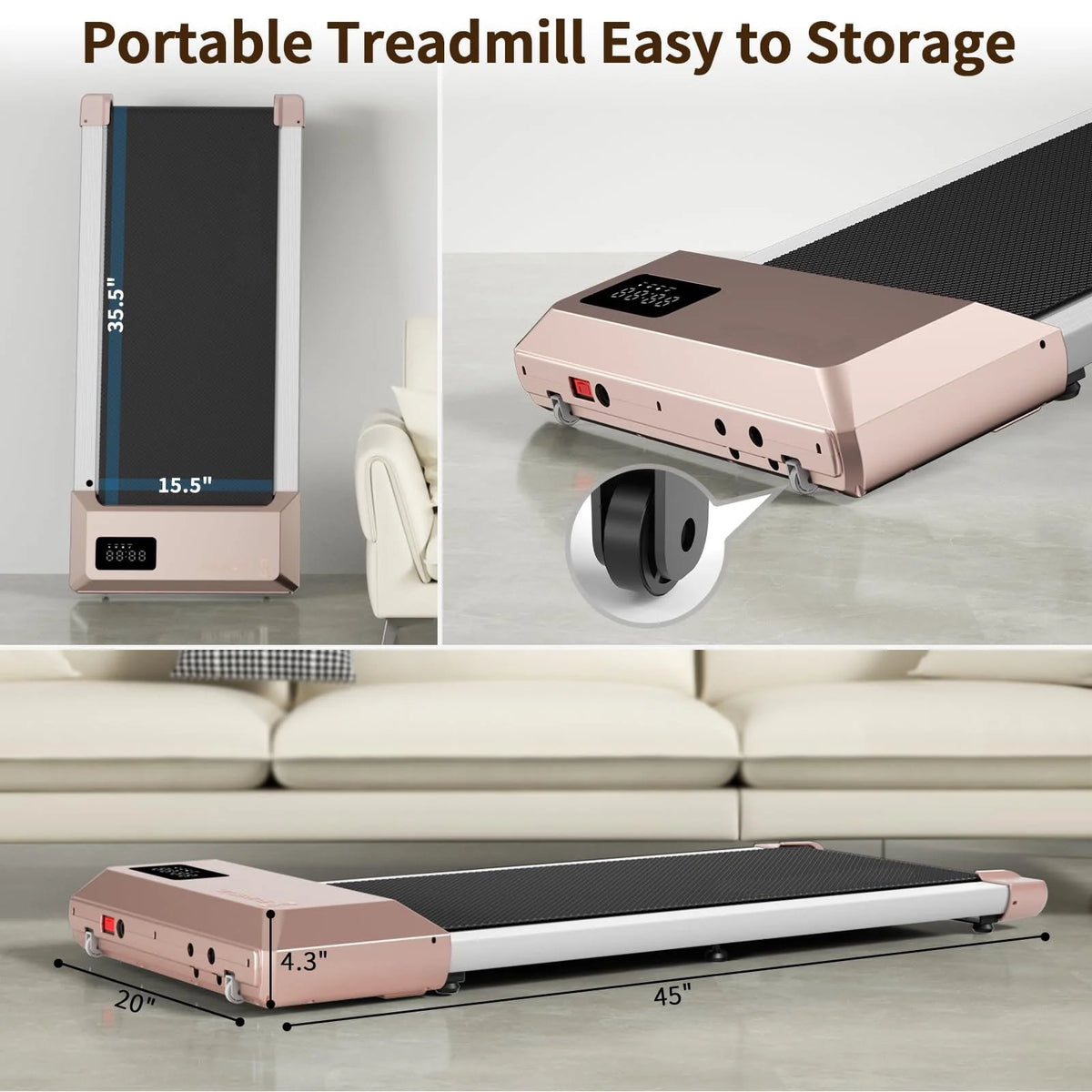 2.5Hp Ultra-Quiet Walking Pad Treadmill with Remote Control O1964