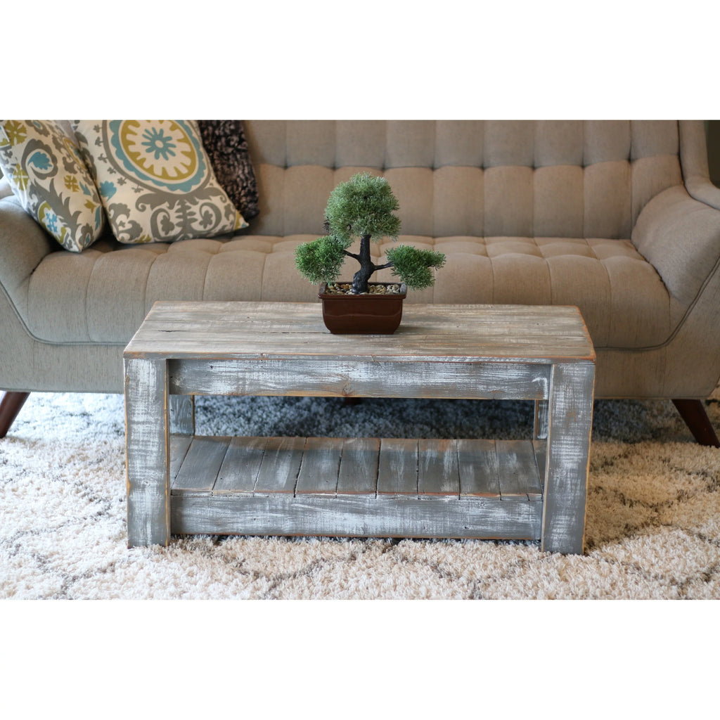 Unfinished Wood Coffee Table with Shelf E443779