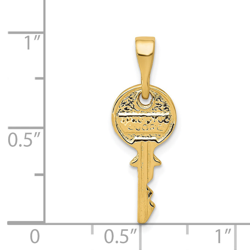 14K Yellow Gold Polished Key Pendant Charm With 10K Yellow Gold Rope Chain Necklace 16'' G686