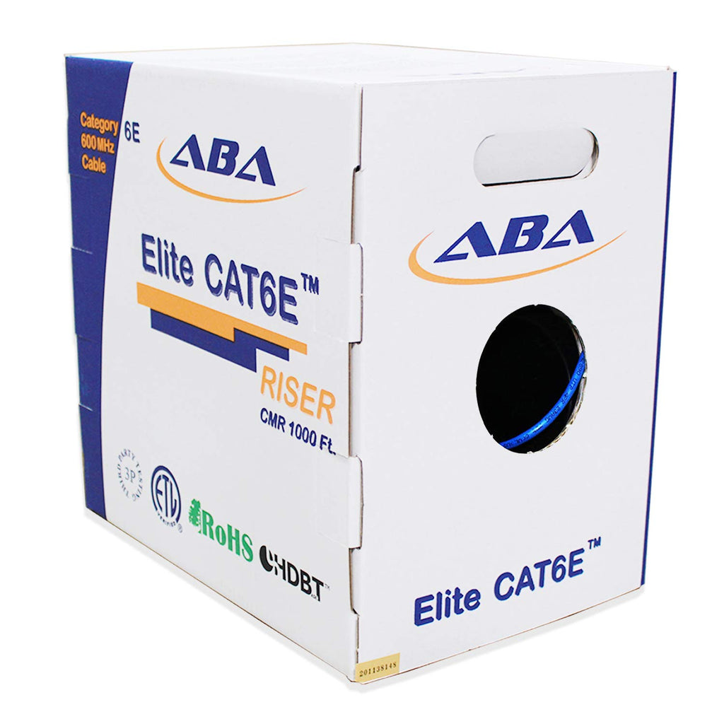 Blue 1000ft UTP 24AWG Solid Bare Copper CAT6E Riser Ethernet Cable C431