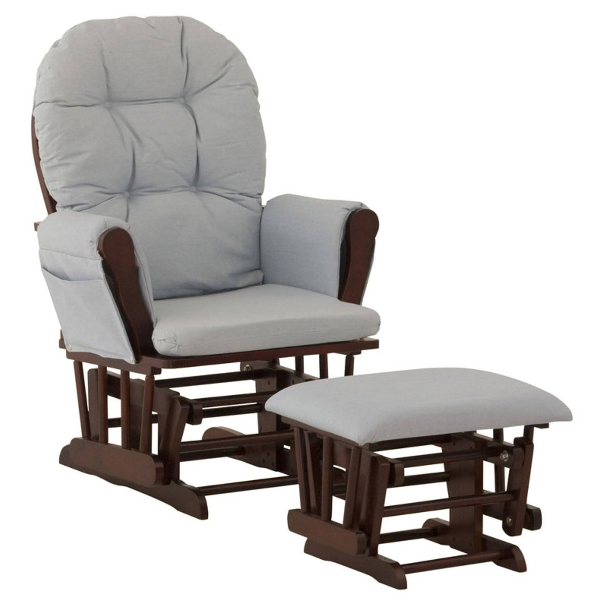 Espresso/Light Blue Glider and Ottoman L552480