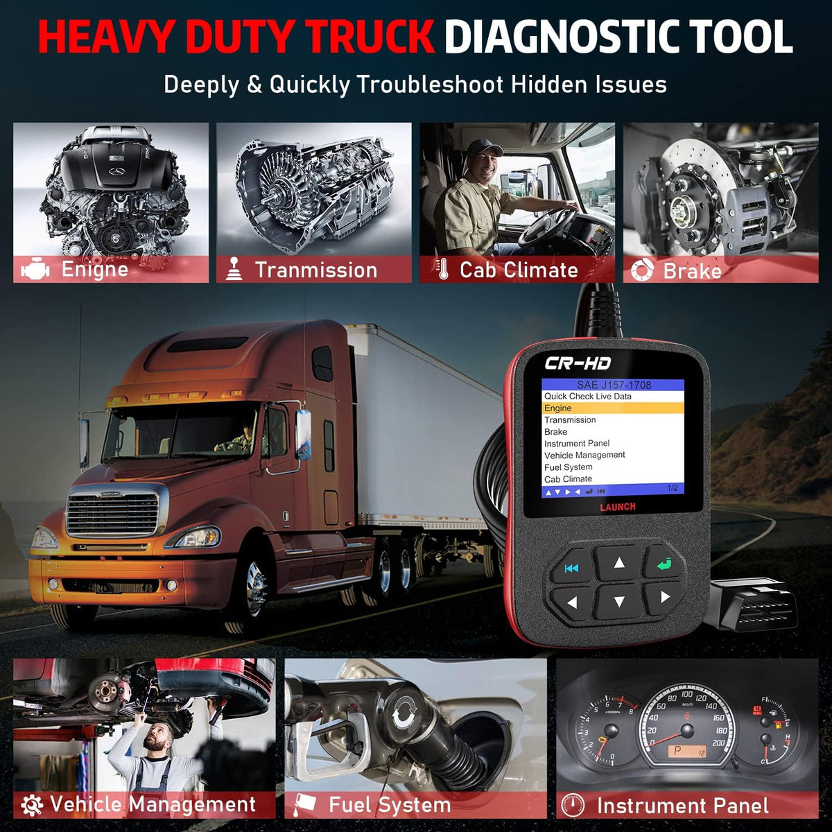 Heavy Duty Truck OBDII Diagnostic Scan Tool J57287