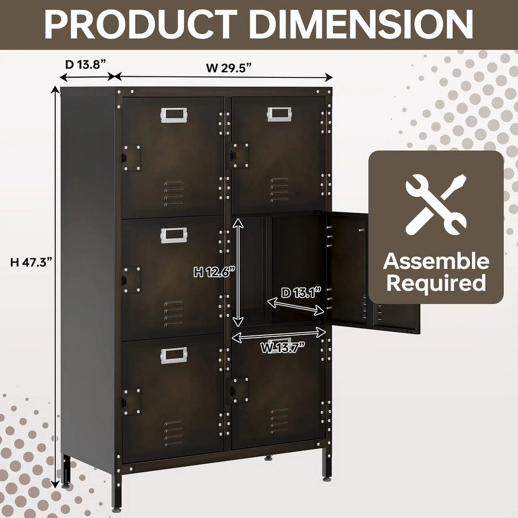 Metal Storage Locker with 6 Compartment Lockable Doors I19001