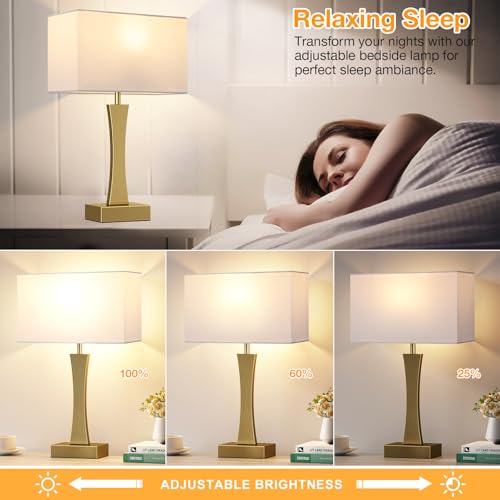 3 Way Dimmable Touch Table Lamp Set of 2 with USB Ports B920905