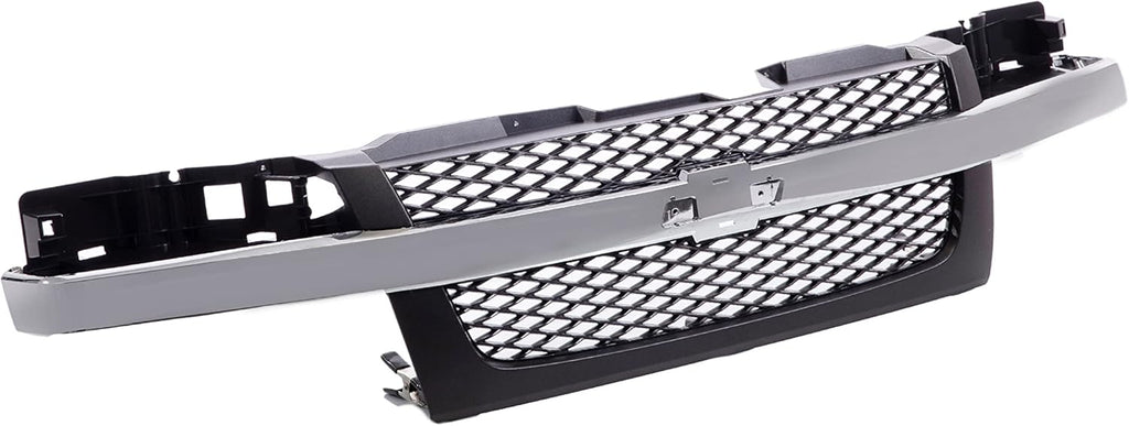 Front Dark Gray Grille Assembly with Chrome Center Bar T844