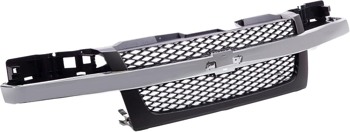 Front Dark Gray Grille Assembly with Chrome Center Bar T844