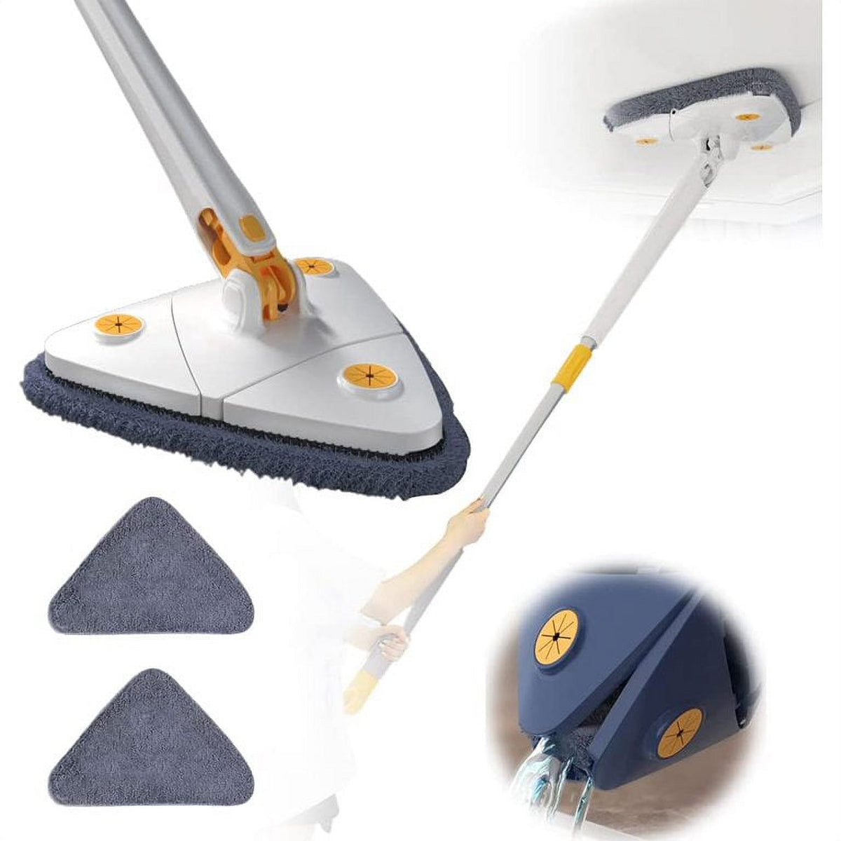 360° Adjustable Rotatable Triangle Cleaning Mop with Push-Pull Squeezing, Dry & Wet Mop M186508