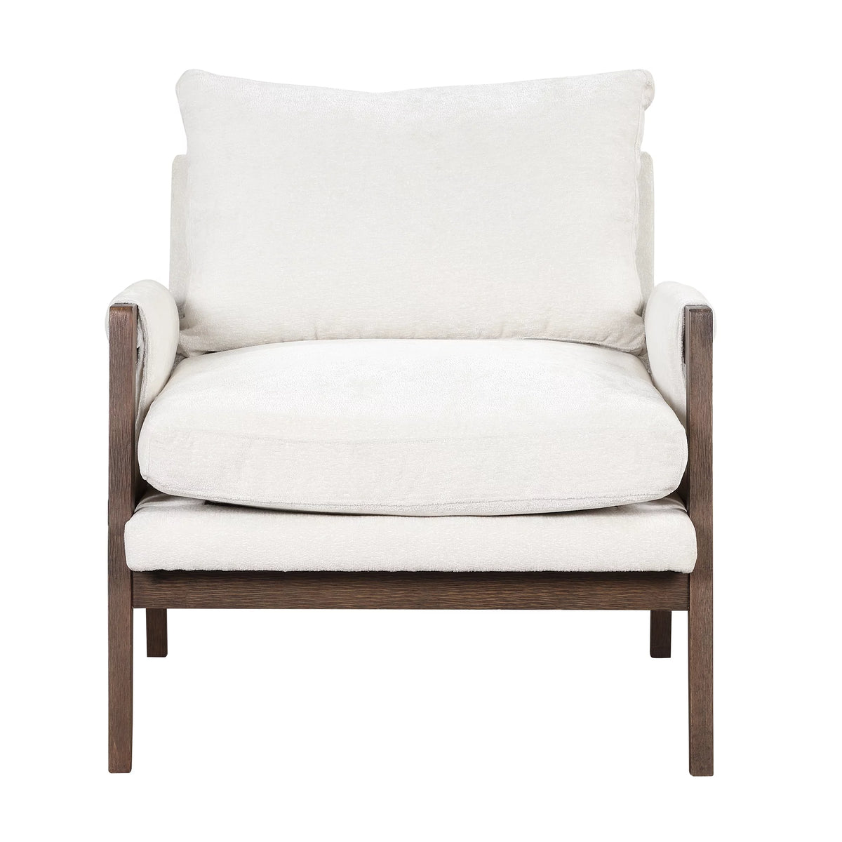 White Velvet Accent Chair with Solid Wood A72606