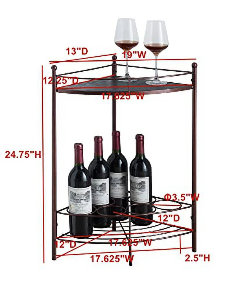 Corner Side End Table with 7-Bottle Wine Storage Rack M433171