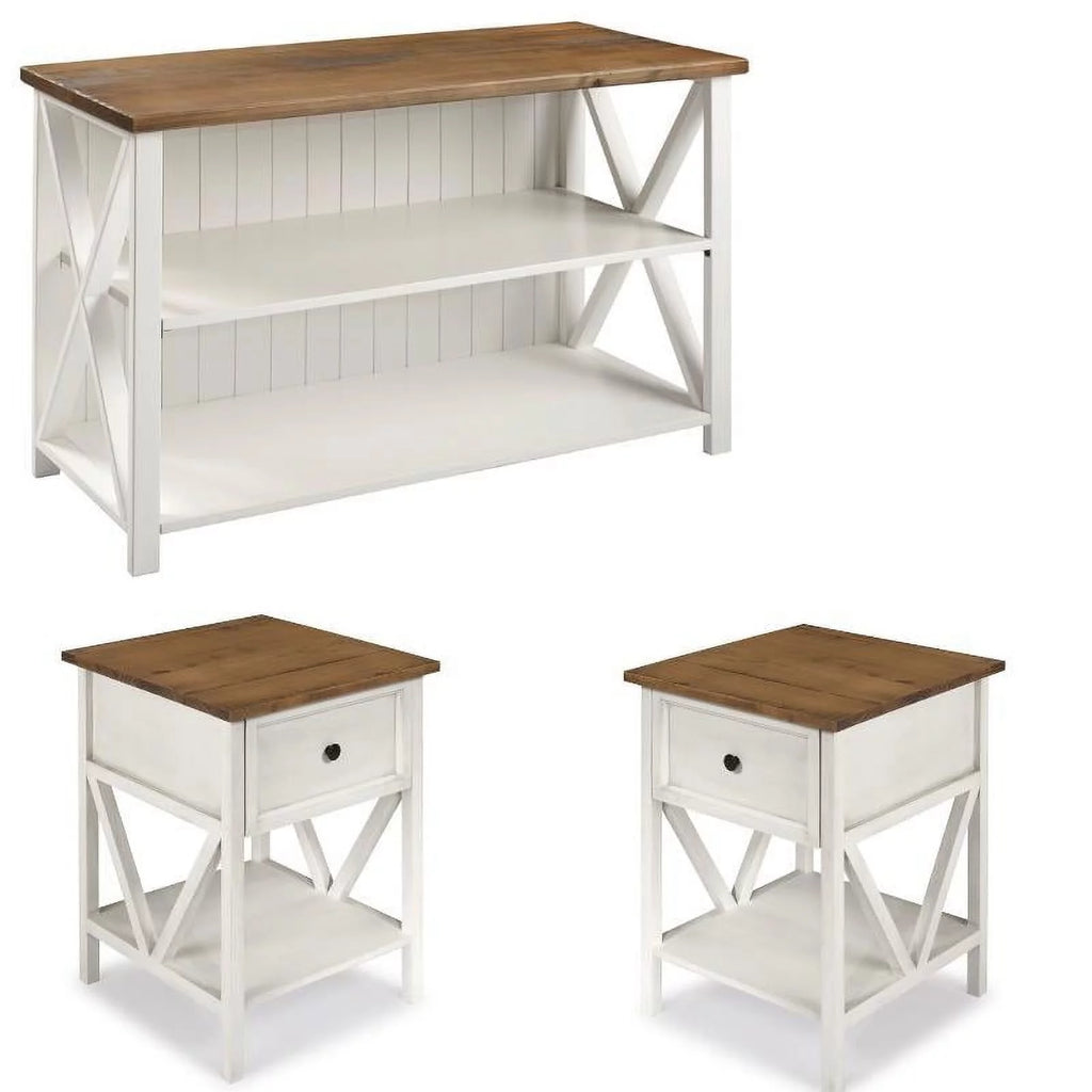 3 Piece Living Room Set with Storage Console and 2 End Tables U8179