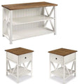 3 Piece Living Room Set with Storage Console and 2 End Tables U8179