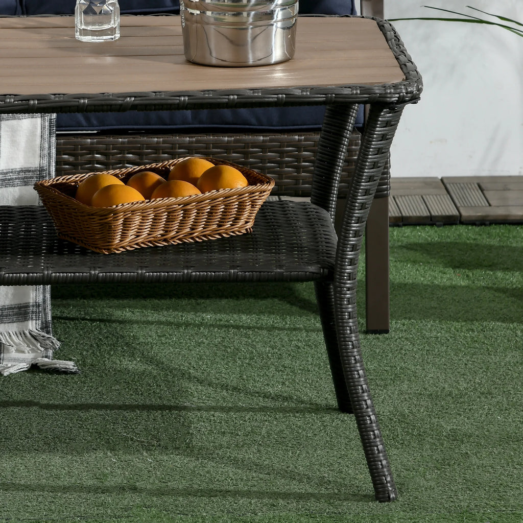Rattan Outdoor Coffee Table with 2-Layer Storage Shelf C656699