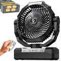 Portable Camping Fan with 4 Speeds, Light, Timer, Remote - Black F885436
