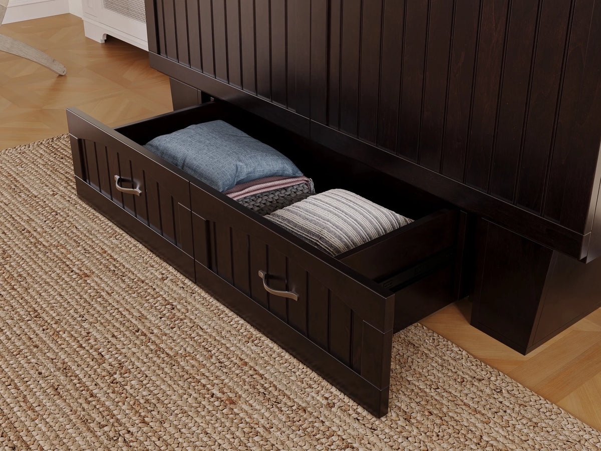 Queen Solid Wood Murphy Bed Chest with Mattress T4238