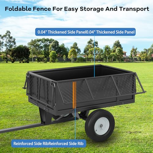 Heavy Duty Utility Trailer, 750lbs Capacity 17 Cu. Ft. Dump Trailer with Removable Sides D64263