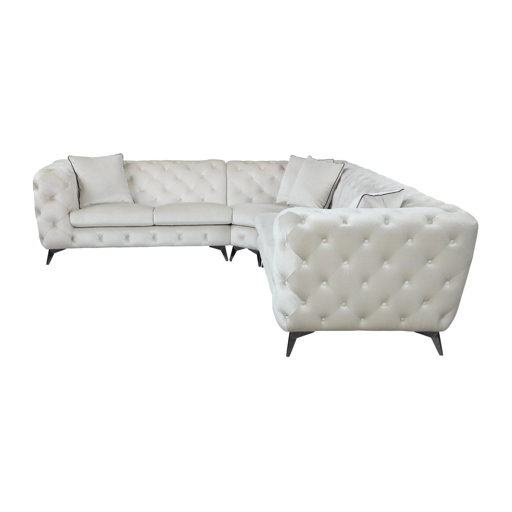 Beige Sectional Sofa with 4 Pillows V1823