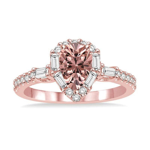 1.50 Carat Pear Morganite and Diamond Engagement Ring in 14k Rose Gold Y7111