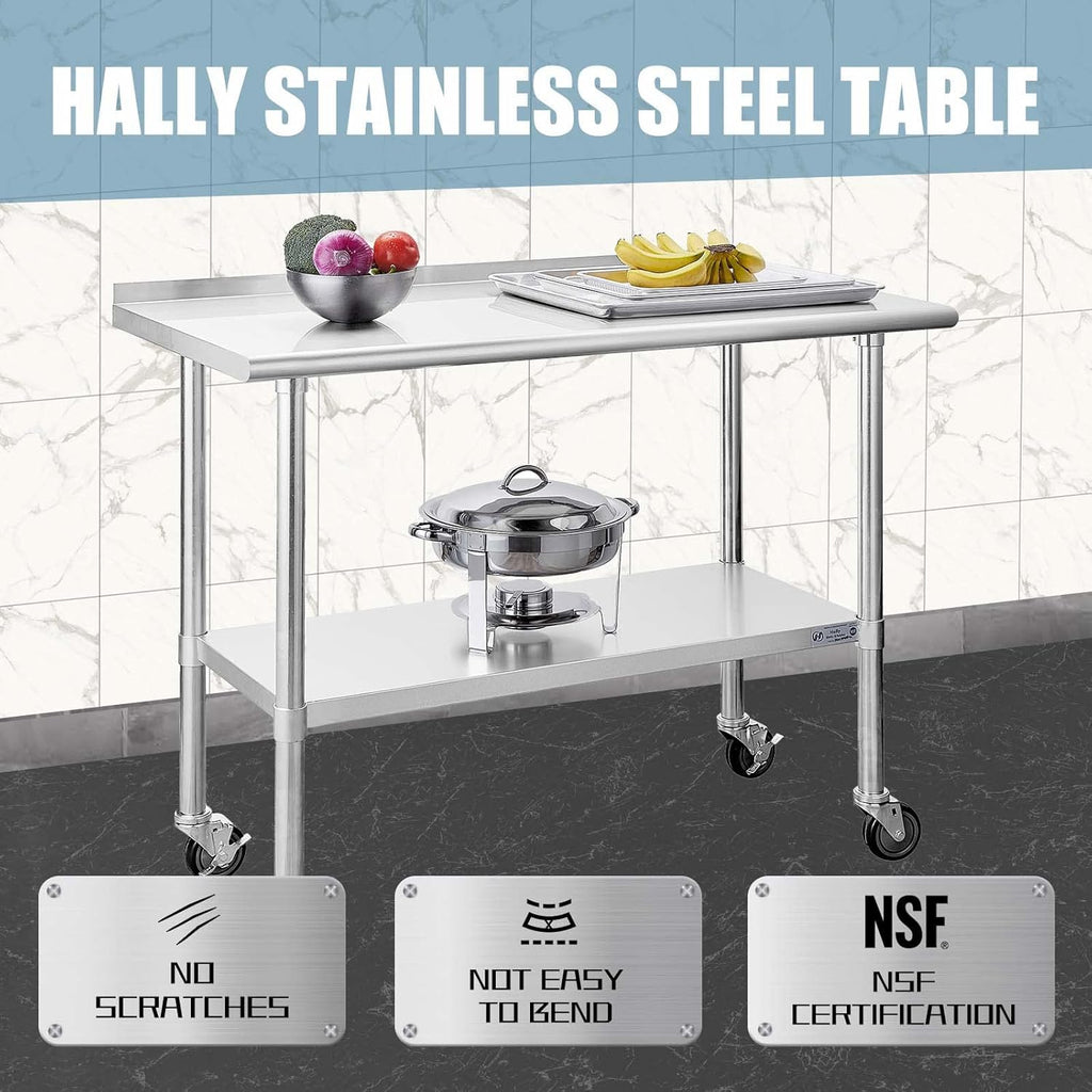Stainless Steel Table 24 x 48 Inches with Caster Wheels T934114
