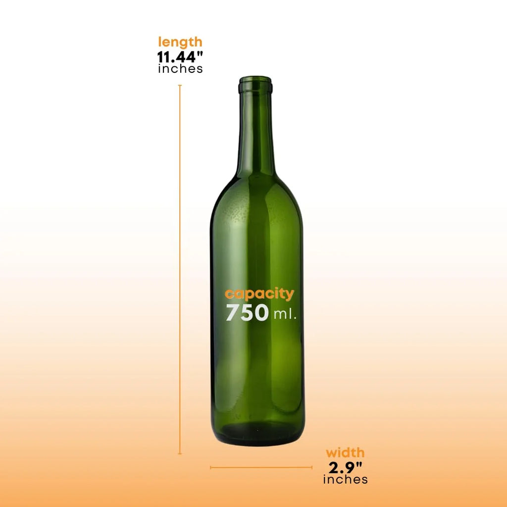 750 Ml Green Wine Bottles (Pack Of 12) O642469
