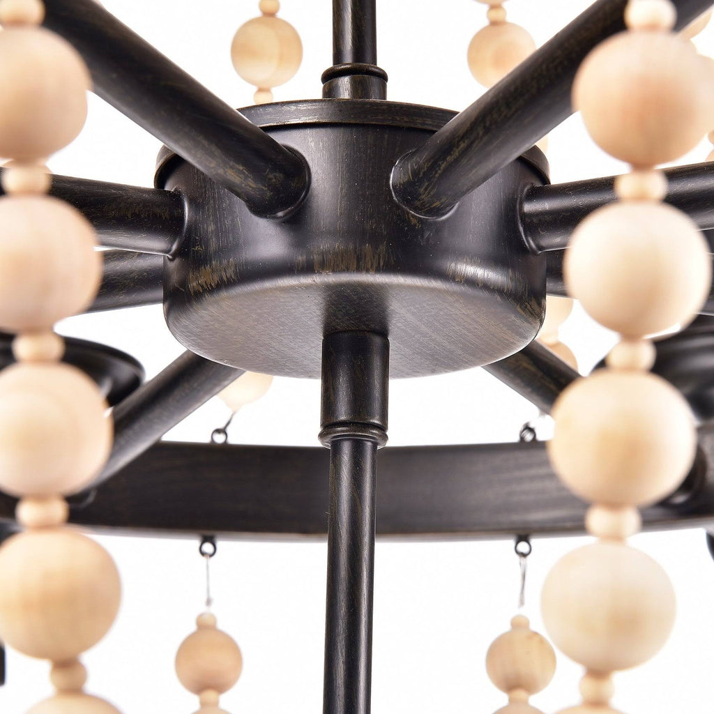 8-Light Candle Style Chandelier with Wood Accents U891416