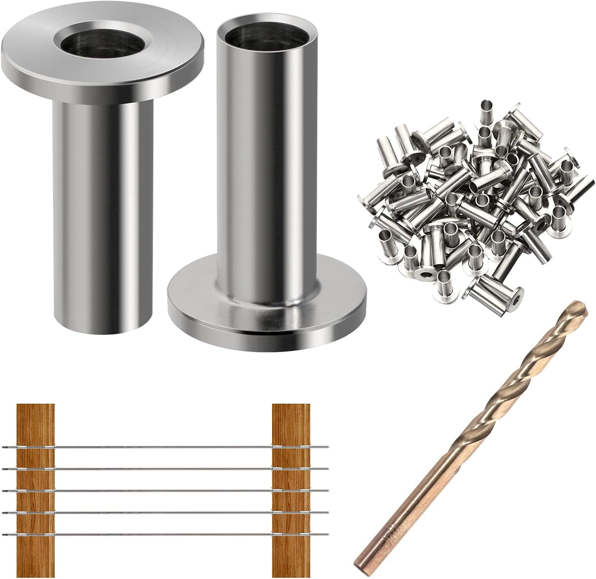 80 Pack T316 Stainless Steel Protector Sleeves for 1/8 Inch Wire Rope Cable Railing N87232