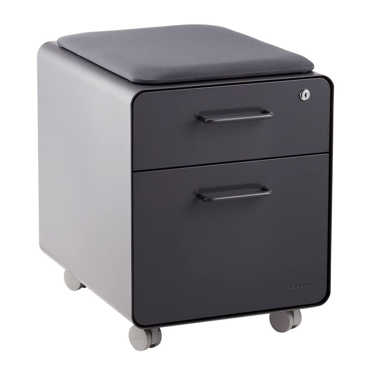 Dark Grey 2-Drawer Locking Filing Cabinet I55052