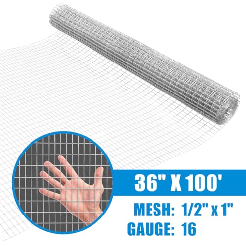 Galvanized Welded Fence Wire 16 Gauge Mesh Size 1" x 1/2" 24-Inch x 50 ft. Q7377