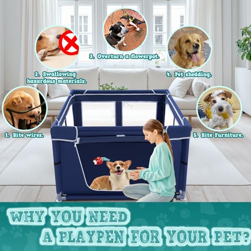 42x42x25.6 Inches Dog Playpen with Gate O1894