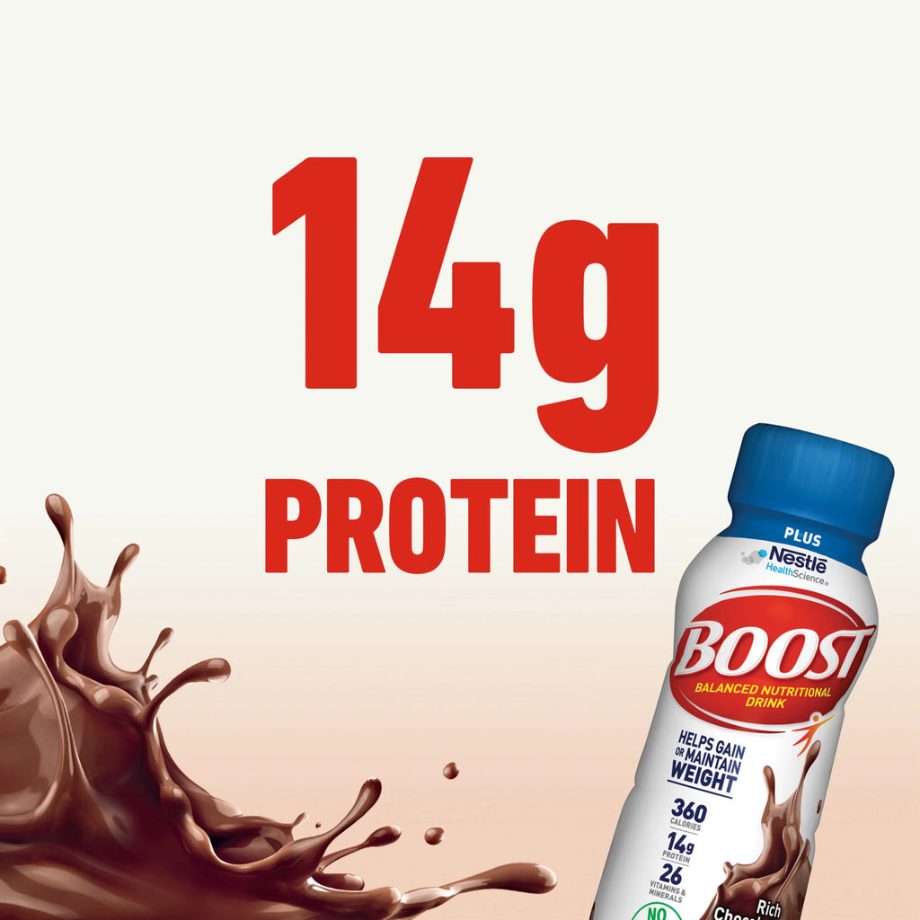 Rich Chocolate Nutritional Drink, 14g Protein, 12-8 fl oz Bottles M313677