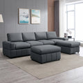 Dark Grey Modular Sectional Sofa with Ottomans K49180