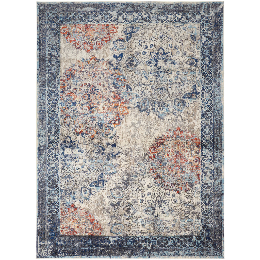 Blue/Ivory/Red Area Rug N814