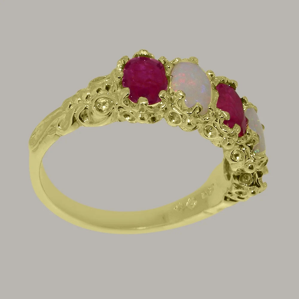 18k Yellow Gold Natural Ruby & Opal Eternity Ring D497637
