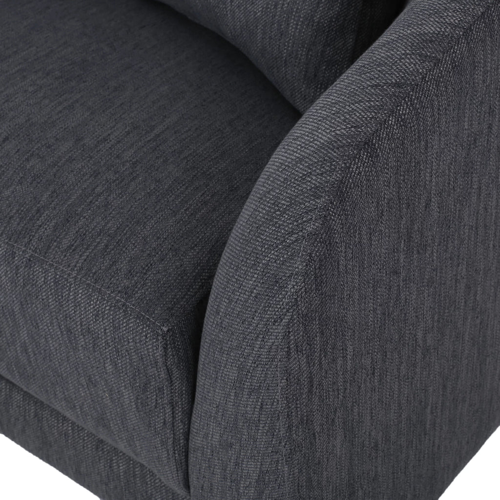 Charcoal and Dark Brown Fabric 3 Seater Curved Sectional Sofa N83924