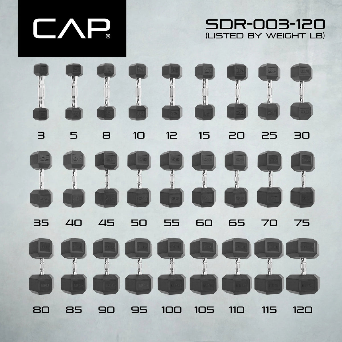 25lb Rubber Hex Dumbbell E1177