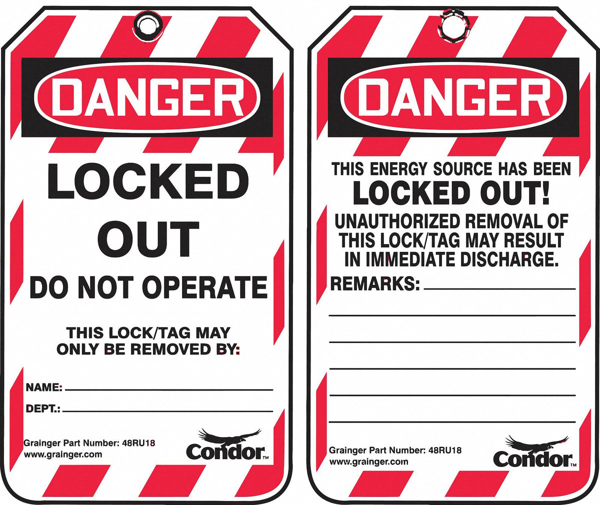Lockout Tag, 3-1/4 In. W x 5-3/4 In. H, PK100 Y19351