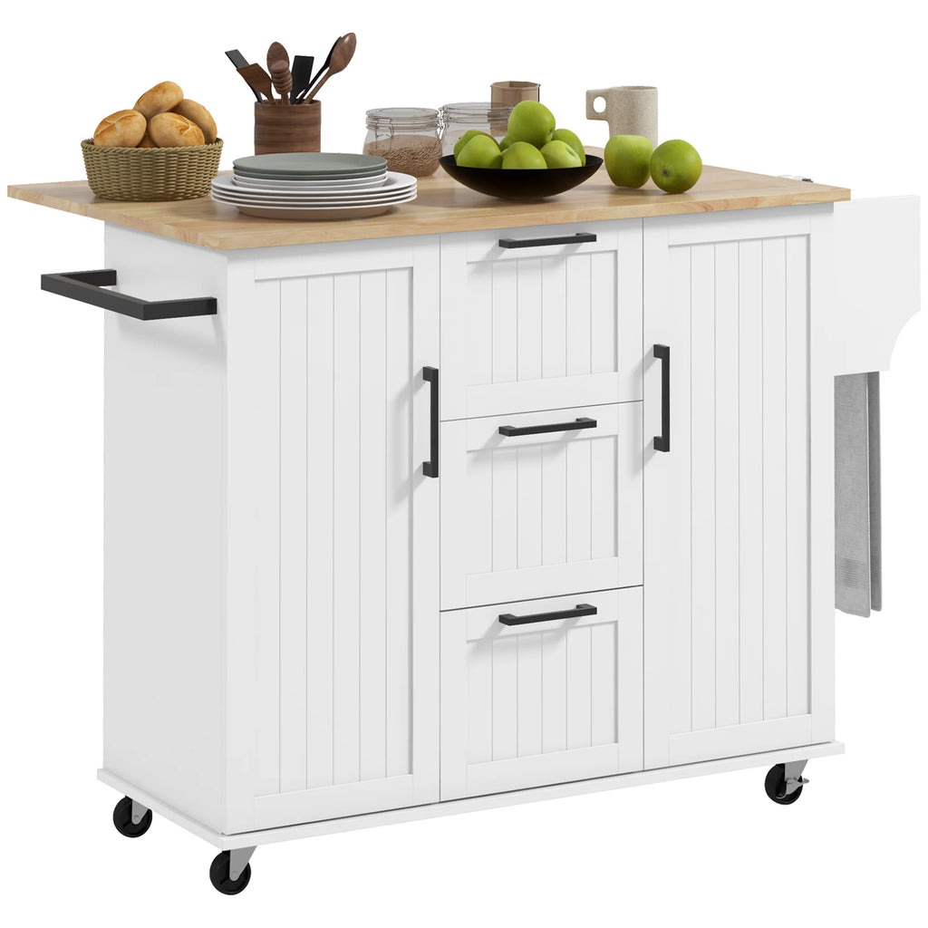 White Kitchen Island on Wheels G683