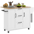 White Kitchen Island on Wheels G683