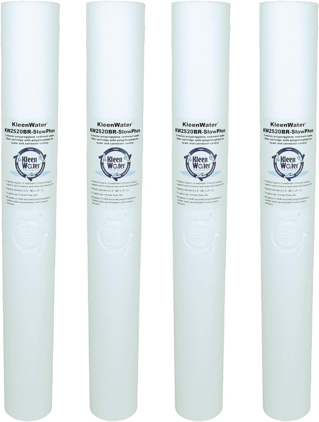 Scale and Corrosion Protection Water Filter Replacement Cartridges with Polyphospate filled core, 5 Micron, Set of 4 X98663